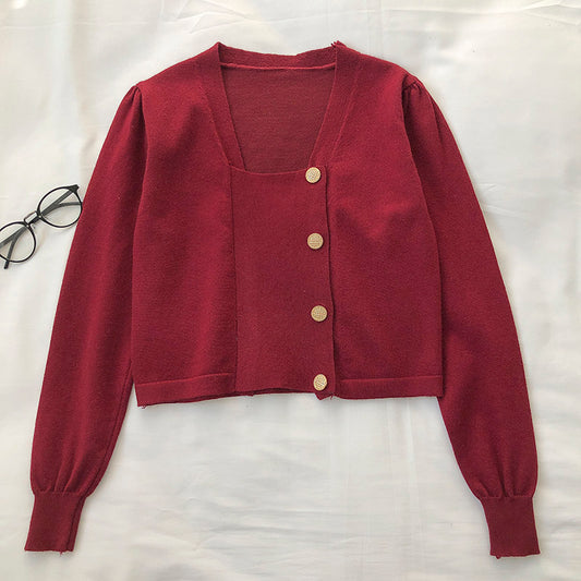 Schmaler einreihiger Pullover mit langen Ärmeln für Damen 6528