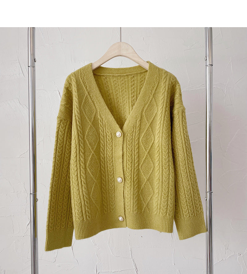 Single breasted V-neck Vintage sweater cardigan  6179