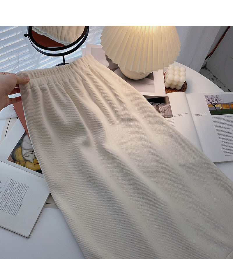 Temperament versatile high waist elastic A-line skirt  5775