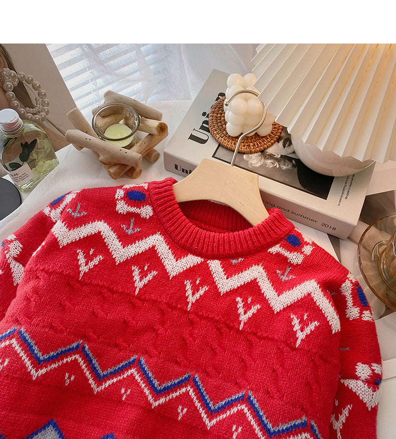 Versatile slim color blocking long sleeve round neck Pullover Sweater Top  6145