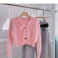 Mohair sweater gentle temperament solid V-neck short long sleeve  6138