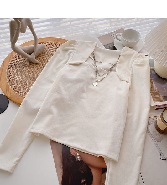 Design chain Square Neck Shirt Pullover Top  6355