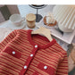 Single breasted crew neck Vintage stripe sweater  6202