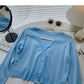 Long sleeve V-neck short T-shirt solid small coat  6442
