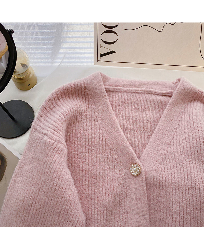 Haut vintage à manches longues et simple boutonnage avec perles 6098