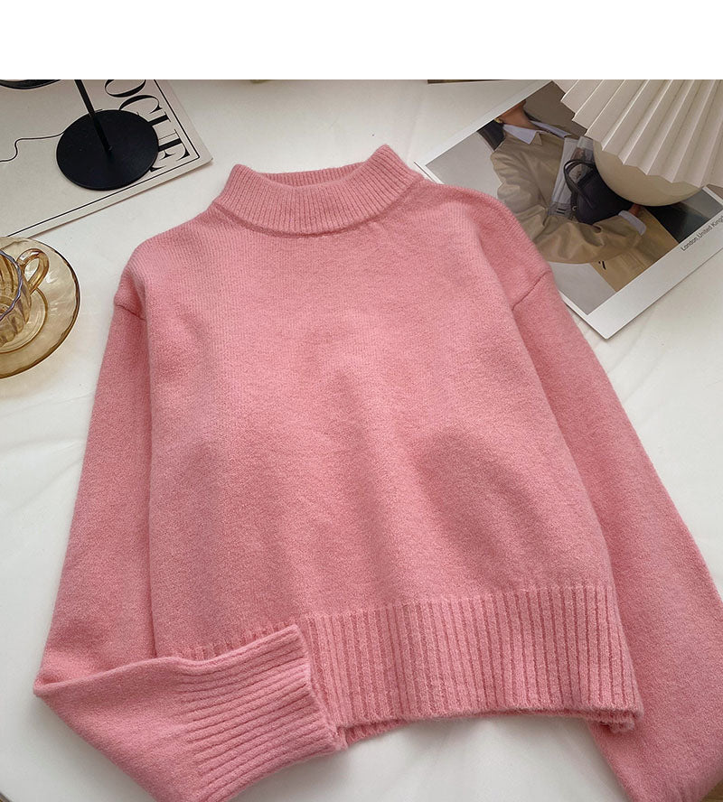 Einfarbiger, temperamentvoller, vielseitiger, langärmliger Pullover Top 6066