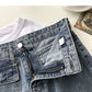 New women's Korean retro denim high waist A-line skirt  5691