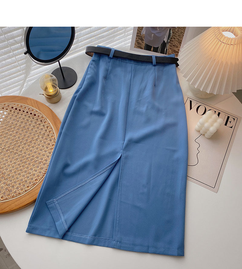 Split design, high waist, thin temperament, A-shaped skirt  5696