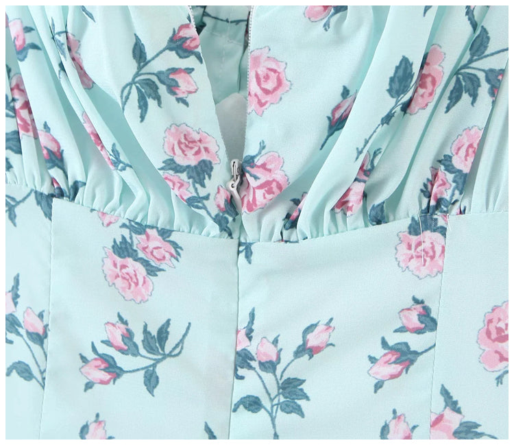 French retro Court Style Floral Skirt shows thin waist  7150