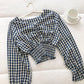 Korean girls' sweet little Plaid Shirt  6249