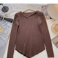 Design sense crew neck sweater women's versatile bottoming shirt  6480