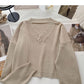 Fauler Strickpullover einfarbig V-Ausschnitt Pullover Top 6677