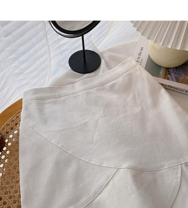 Solid color simple irregular fishtail wrap hip high waist A-shaped skirt  5557