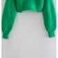 Kurzer Pullover mit Puffärmeln im Retro-Minoritätsdesign 7155