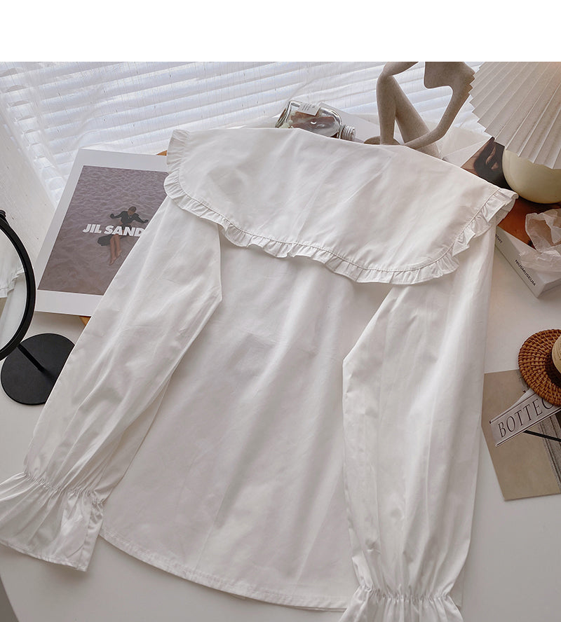 Chemise à lacets avec col pour bébé, haut à manches longues de style étranger 6357