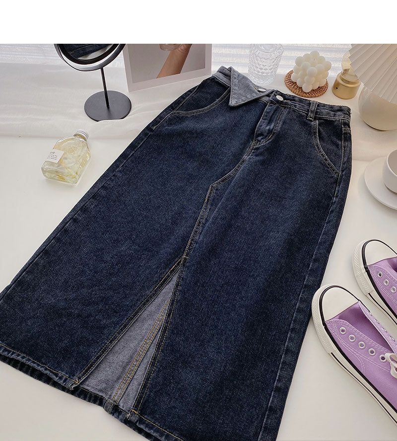 Korean minority design split high waist fashion A-line skir 5723