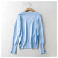 New simple and versatile solid V-Neck long sleeved sweater  7369