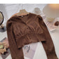 Pleated Vintage V-neck shirt shows thin Hong Kong flavor  6401