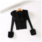 Minority Spice Girl T-shirt detachable Plush long sleeve wool collar slim fit  7153