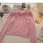 Korean slim fit versatile round neck long sleeve mink coat  5868