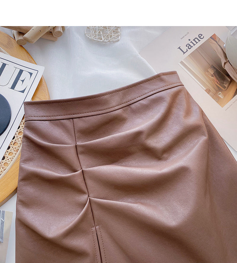 Neuer koreanischer Retro-Stil, schmaler, plissierter Hüftwickelrock 5574