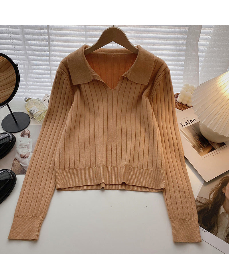 Reversfaden-Pullover Pullover Langarm-Top 6570
