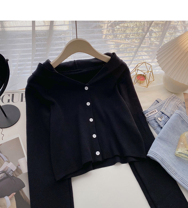 Design sense sweater coat casual hooded long sleeved top  6594