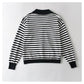 Korean Vintage striped sweater loose sweater coat  7450