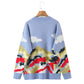 Hand Crocheted small animal jacquard round neck Pullover knitted sweater  7497
