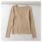 V-neck breasted color contrast fake two slim knit Cardigans  7471