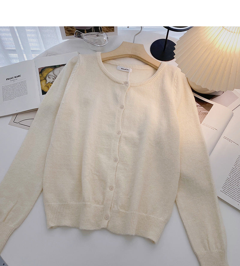Cardigan Strickmantel einfarbig Langarm Einreiher Top 6661