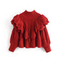 Pull en maille octogonale à superpositions de dentelle polyvalente 7455