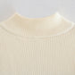 Versatile loose lazy high neck striped sweater  7343