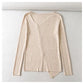V-neck button irregular slim long sleeved sweater  7465