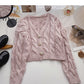 Knitted twist sweater Korean version lazy style  6129