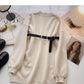 Korean style Hong Kong style retro long sleeve skirt top with belt  5971