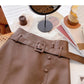 Korean fashion irregular button high waist thin wrap hip leather skirt  5532