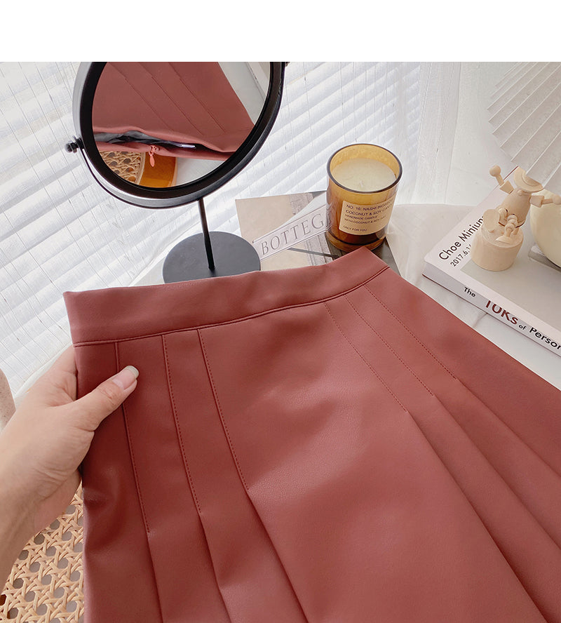 Jupe plissée taille haute fine au design rétro 5561