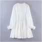 Vintage girls' first love dress round neck single breasted dress  7146