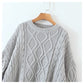 Design Spleißärmel Rundhalspullover mittellanger Pullover 7477