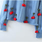 Round neck cherry sweater bottomed sweater loose fashion Pullover Sweater  7208