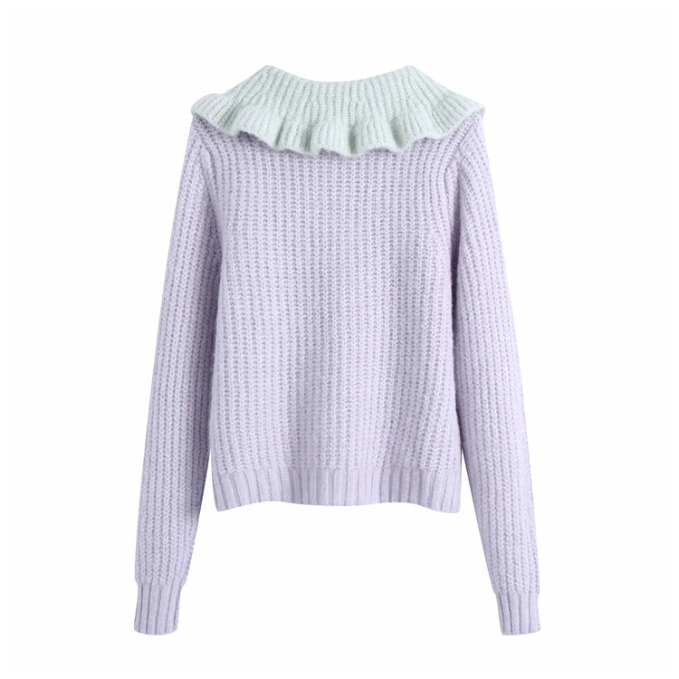 Sweet ruffled baby collar sweater coat female  7152
