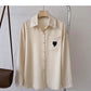 Chemise ample à manches longues avec poche d'amour personnalisée Haut à revers 6430