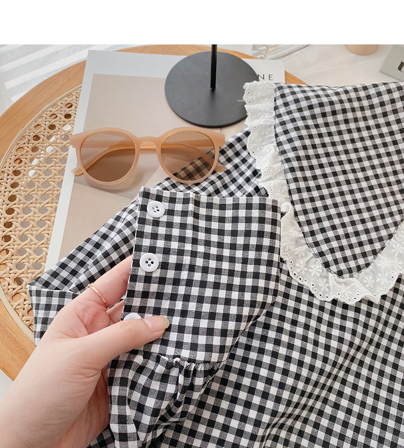 Lace Baby collar design shirt long sleeve top  6369