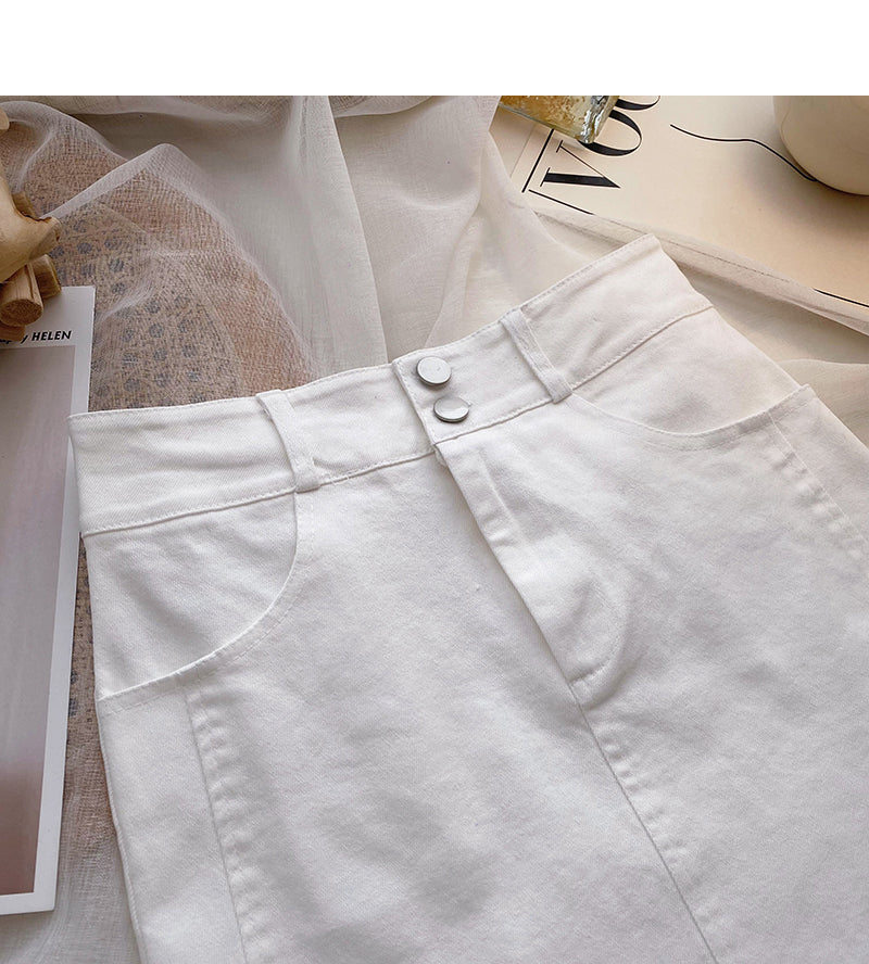 Slim and versatile, simple and light proof high waist skirt  5651