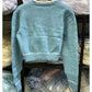 Embroidered sweater cardigan loose open navel sweater coat female  7317