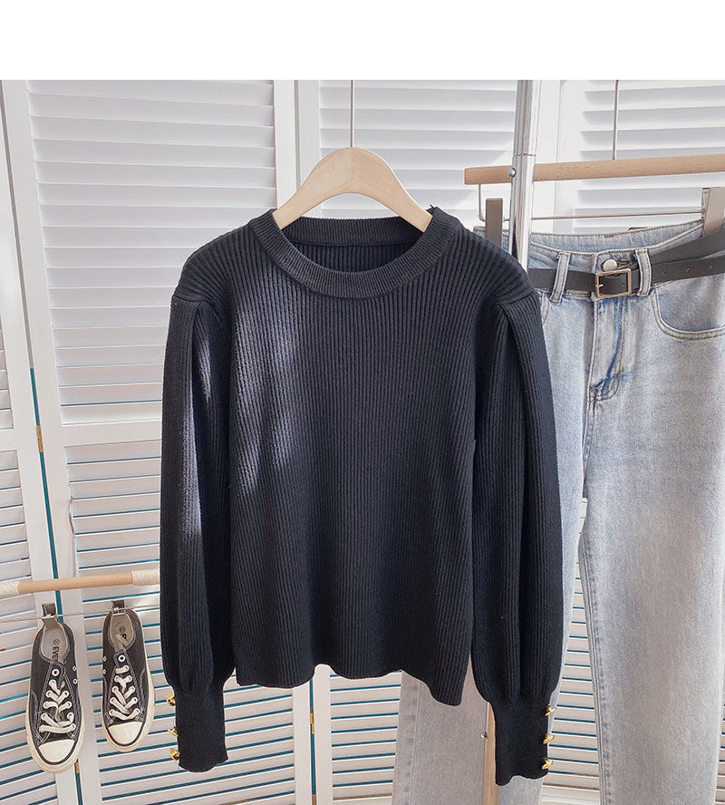 Solider Basic-Pullover Rundhals-Langarmpullover 6146