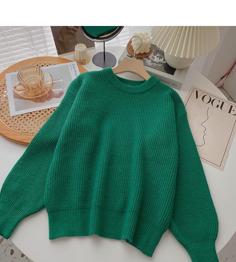 Loses Langarm-Pullover-Oberteil 6030 im koreanischen Stil