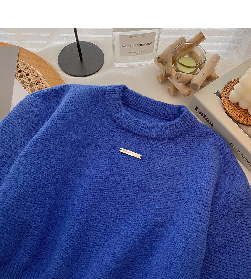 Bubble-Sleeve-Design, geteiltes und dünnes Top mit Rundhalsausschnitt 6070