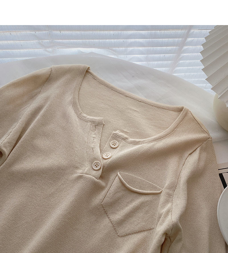 Pullover lässig dünn Langarm Temperament kurzes Design Top 6536